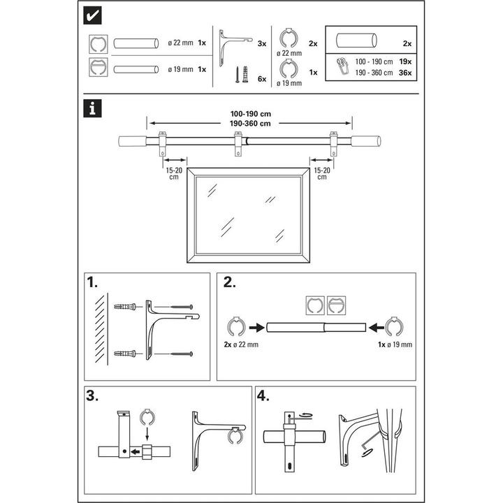 Actual product image Gardinia Curtain pole set Thasos with inner track I
