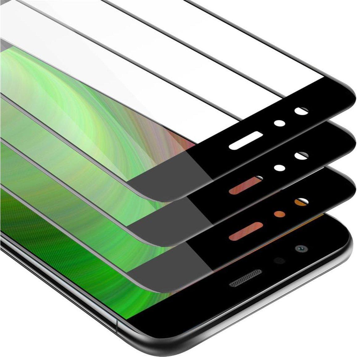 Cadorabo Vollbild Displayschutzglas (3 Stück, Huawei P10 Lite), Smartphone Schutzfolie, Schwarz