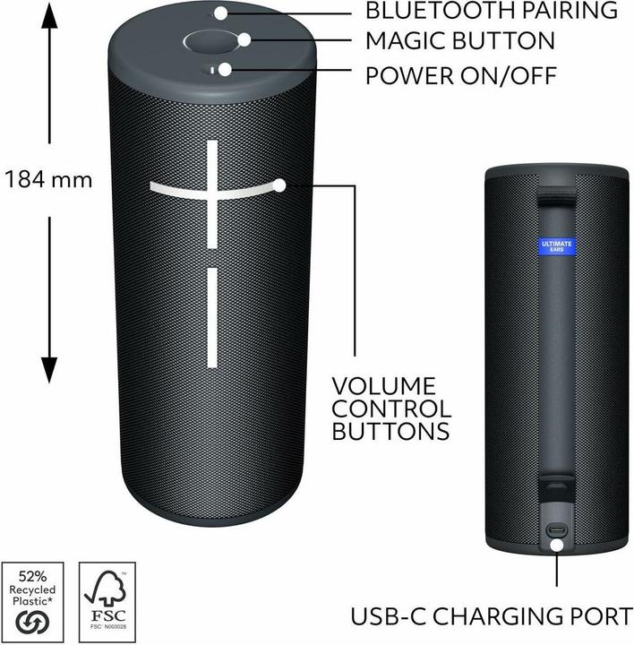 Actual product image UE Boom 4 (15 h, Rechargeable battery operated)