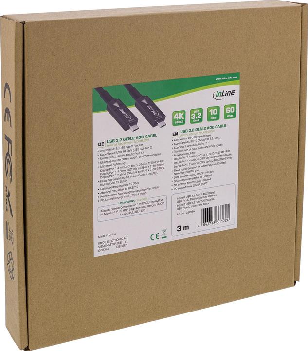 Actual product image InLine USB 3.2 Gen.2 AOC Cable (10 m, USB 3.2 Gen 2, 60 W)
