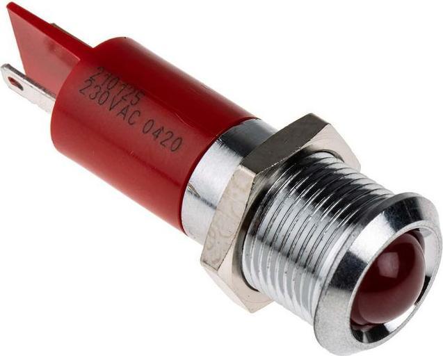 Produktbild RS PRO LED vorst 14mm chrom 230VAC rot IP67
