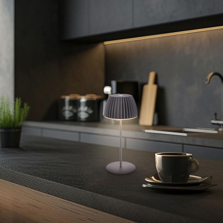 Produktbild Briloner Brilo unplugged RIFFLE Akku Mini Tischleuchte mit Lichtkante - Anthrazit (150 lm)