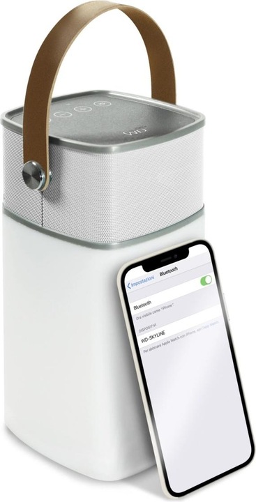 Actual product image Easy Life Bluetooth speaker with LED light. 10.3x9.5x19 cm silver (6 h, Rechargeable battery operated)