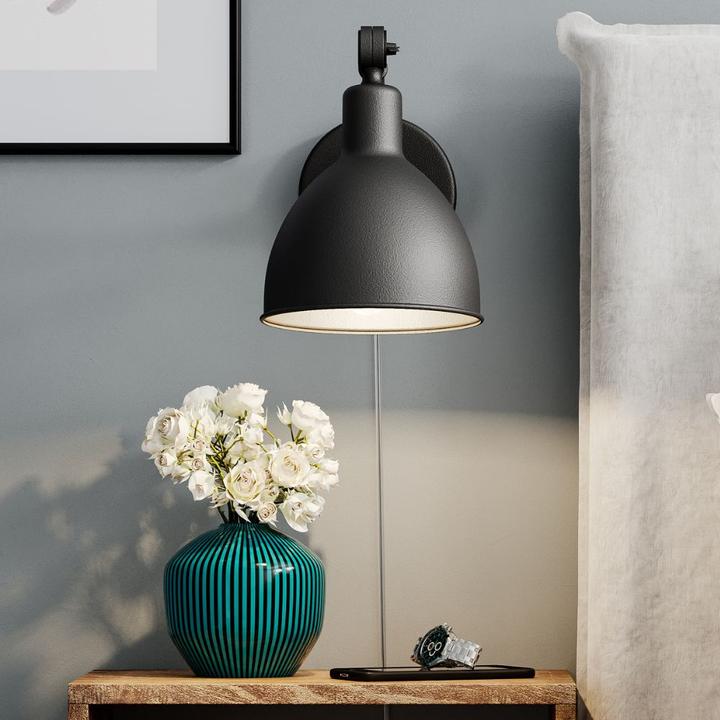 Actual product image By Rydens Bazaar mini wall lamp with plug black (E27)