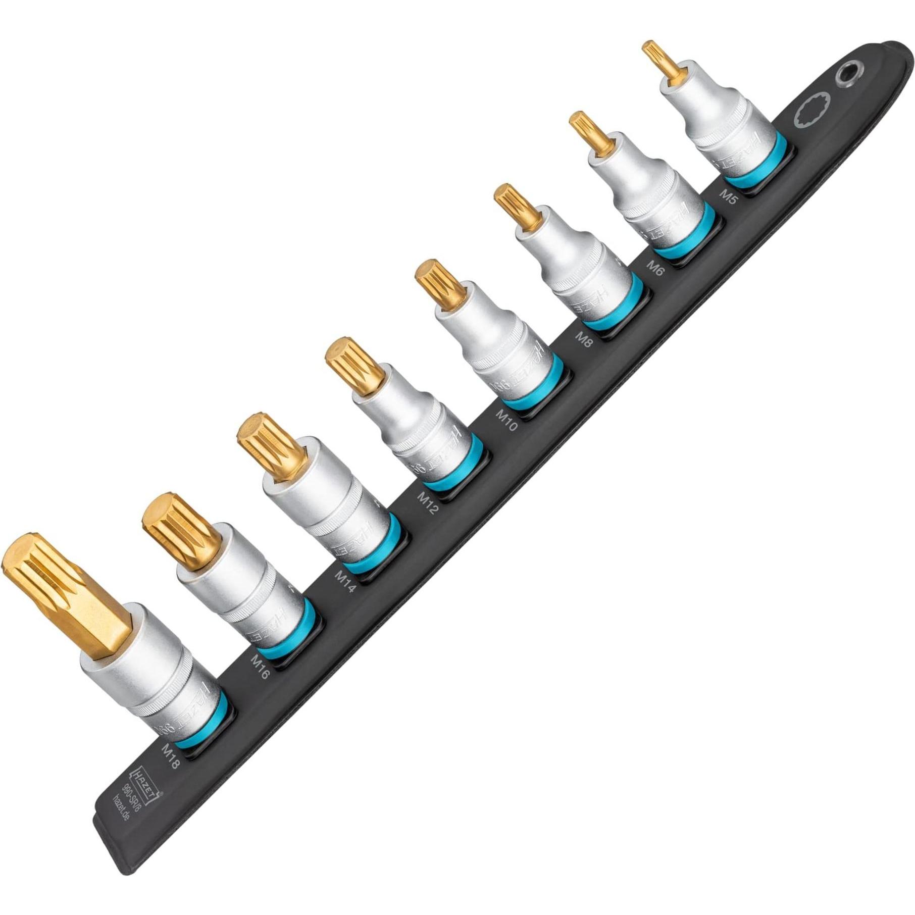 HAZET, Steckschlüssel + Stecknuss, SmartRail ∙ Flexible Kunststoff-Steckleiste 990-SR/8 ∙ Vierkant12,5 mm (1/2 Zoll) ∙ I...