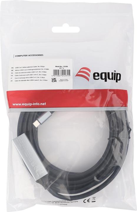 Actual product image equip Kabel USB-C 3.2 -> C St/Bu 5.00m 5V/2A schwarz (5 m)