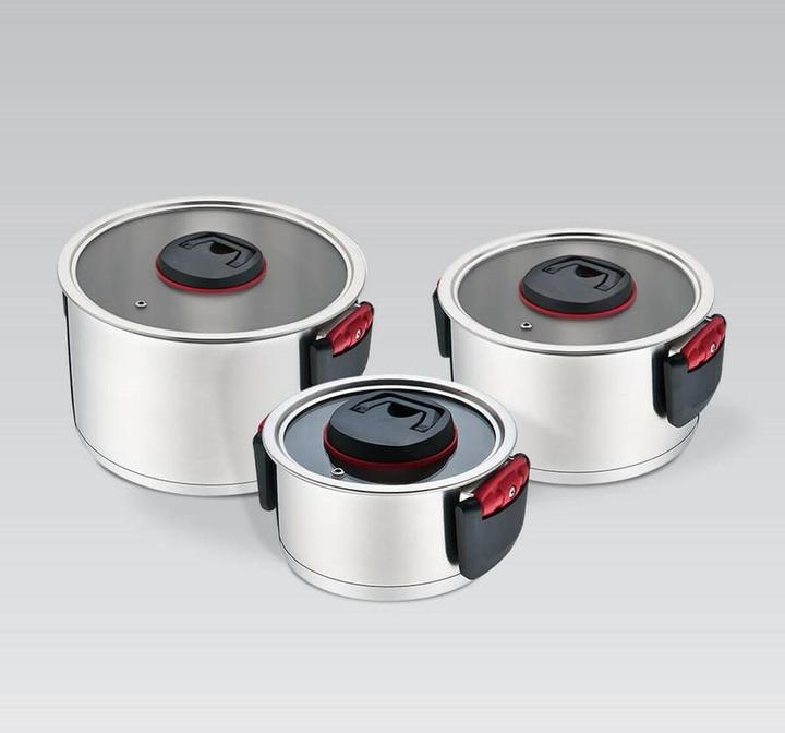 Immagine prodotto Maestro MR-3530-6 Topfset mit Klappgriffen 6 Stück (24 cm, Set di pentole e padelle da cucina, Acciaio inossidabile)