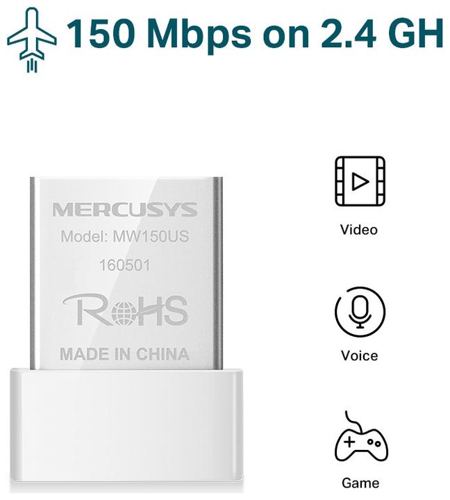 Image du produit Mercusys Scheda N150 Wifi Nano USB Adapter USB 2.0 1 Antenna Interna (USB)