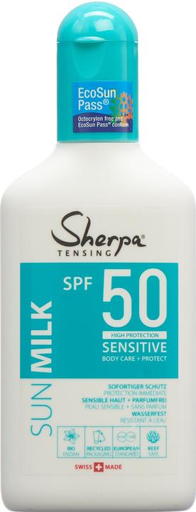 Produktbild Sherpa Tensing Sonnenmilch SPF 50 SENSITIVE Creme (Sonnencreme Gesicht, SPF 50, 175 ml, 210 g)