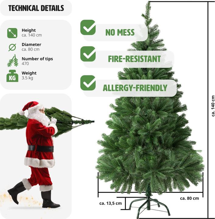 Produktbild tectake Künstlicher Weihnachtsbaum (140 cm)