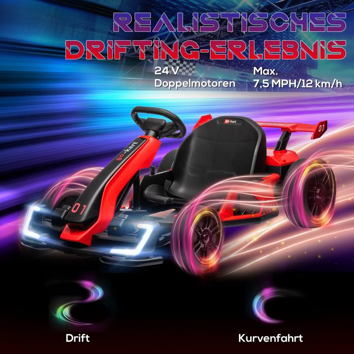 Immagine prodotto Homcom Kinder Elektro Gokart Kunststoff, Metall Rot+Schwarz