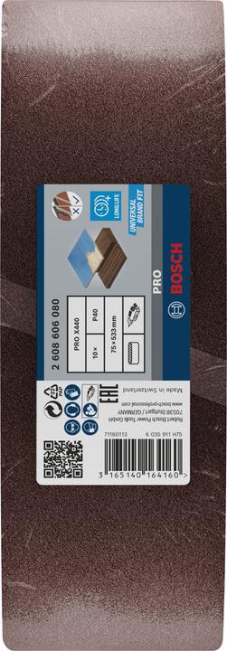 Image du produit Bosch Professional Zubehör PRO X440 bande abrasive, 75 x 533 mm, G40 (40)