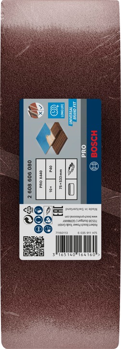 Actual product image Bosch Professional Zubehör PRO X440 sanding belt, 75 x 533 mm, G40 (40)