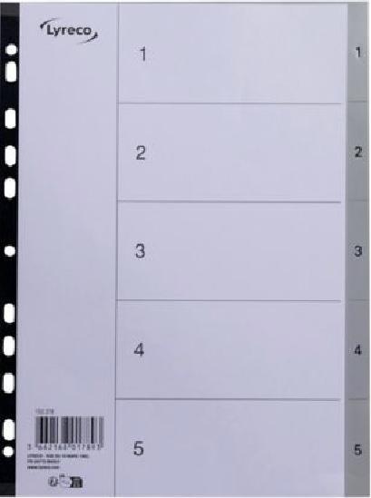 Actual product image Lyreco Register Kunststoff grau 1-5 A4