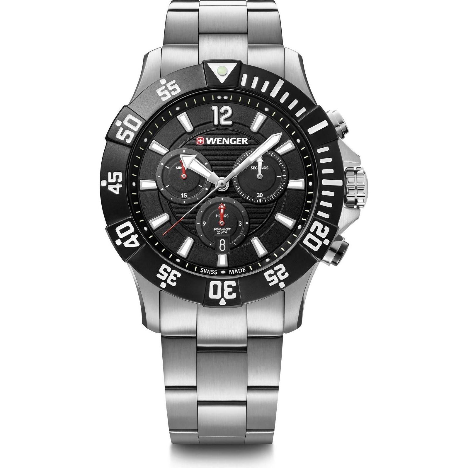 Wenger, Armbanduhr, Seaforce Chrono, Schwarz, (Taucheruhr, 43 mm)