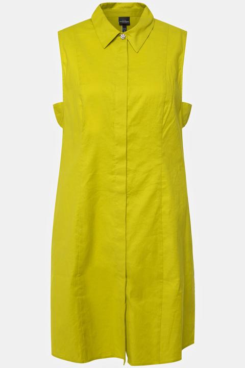 Actual product image Ulla Popken Collared Linen Blend Button Down Tank (46, 48)