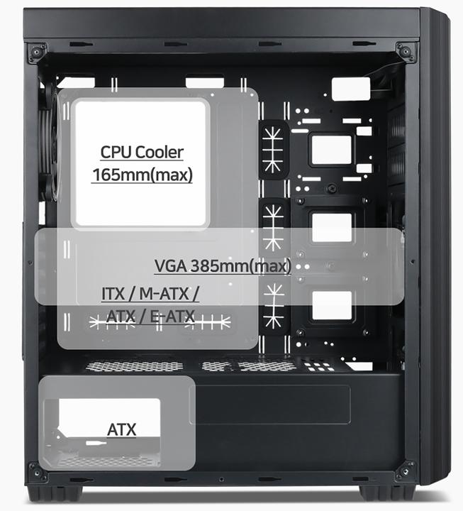 Actual product image Gembird Fornax K500 ATX Computer Case Midi Tower Black (ATX, E-ATX, ITX)