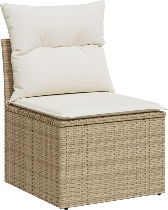 Produktbild vidaXL 9-tlg. Garten-Sofagarnitur mit Kissen Beige Poly Rattan
