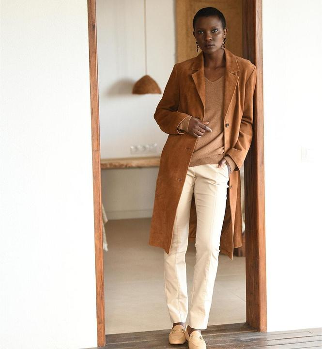 Actual product image Anne Weyburn Buttoned goatskin coat