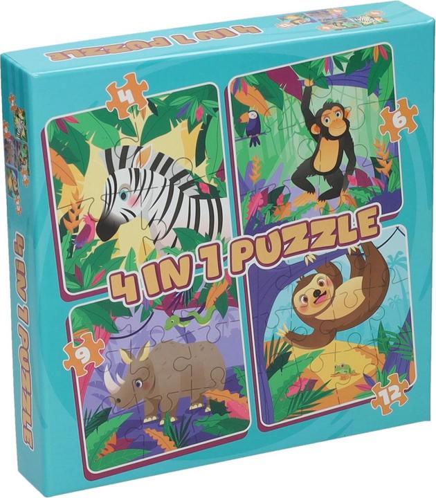 Actual product image Wins Holland Puzzle 4in1 - Wilde Tiere, 12 Teile. (12 pieces)