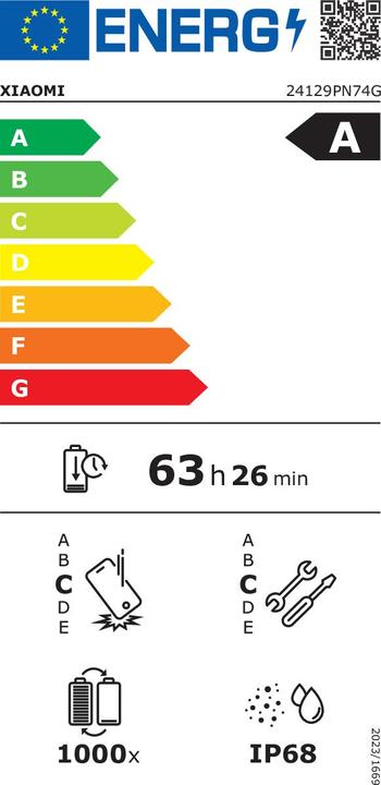 Energielabel Xiaomi 15 (256 GB, Wit, 6.36", Dubbele SIM, 5G)
