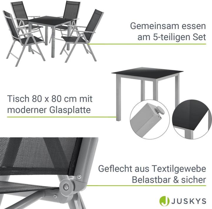 Produktbild Juskys Gartengarnitur Milano (80 x 80 x 74 cm)