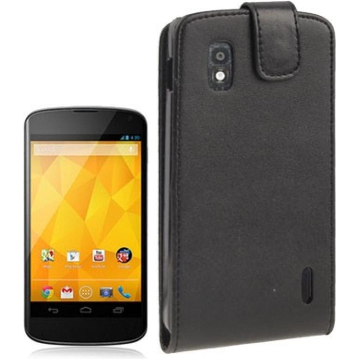 König Design Pure Color Vertical Flip Handytasche für LG Nexus 4/E960 (Black) (LG Nexus 4), Smartphone Hülle, Schwarz