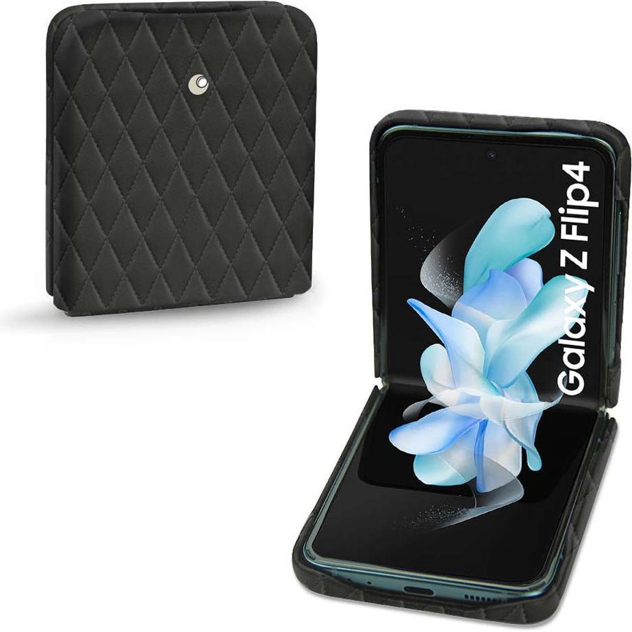 Noreve Lederschutzhülle Samsung Galaxy Z Flip4 (Samsung Galaxy Z Flip4), Smartphone Hülle, Schwarz