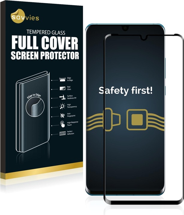 Savvies Full-Screen Displayschutz Panzerglas Schutzglas (1 Stück, Huawei P30 Pro New Edition)
