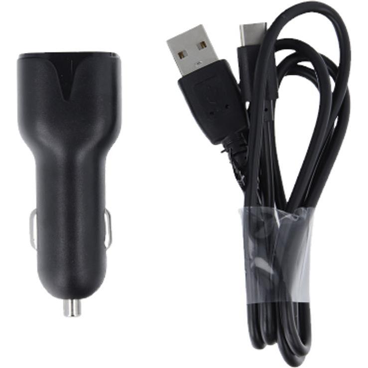 Maxlife MXCC-01 Autoladegerät 2x USB 2.4A schwarz + USB-C Kabel, Auto Adapter, Schwarz