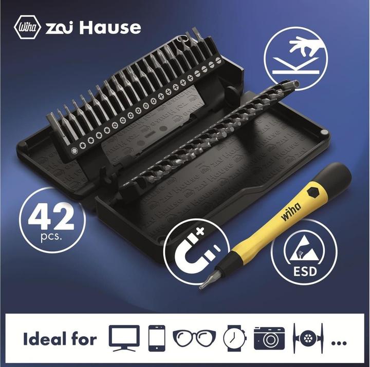 Actual product image Wiha Micro Bit Set (Phillips PH M000 cross, Cross Phillips PH M00, Cross Phillips PH M0, Cross Phillips PH M1, Cross Phillips PH M2, Screw slot M3, Screw slot M2, Hexagon socket TX M5, Hexagon socket TX M4, Hexagon socket TX M3, Hexagon socket TX M2)