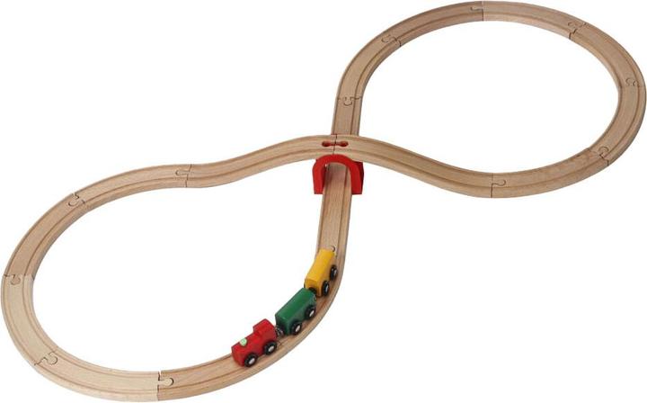 Set ferroviario in legno, 20 pezzi.