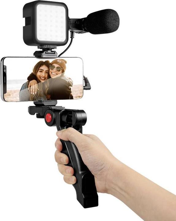 Image du produit LogiLink Kit vlogger avec lumière LED, microphone + trépied, pour smartphones 4,77