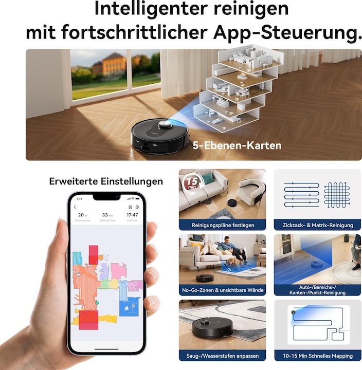 Image du produit Proscenic Q8 Saugroboter mit Wischfunktion (Robot d'aspiration et de nettoyage)
