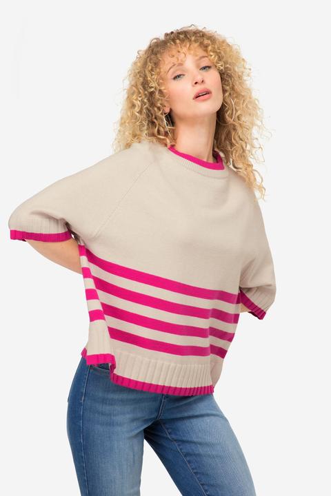 Produktbild Laurasøn Pullover, Stehkragen, 3/4-Ärmel, Ringel am Saum (M)