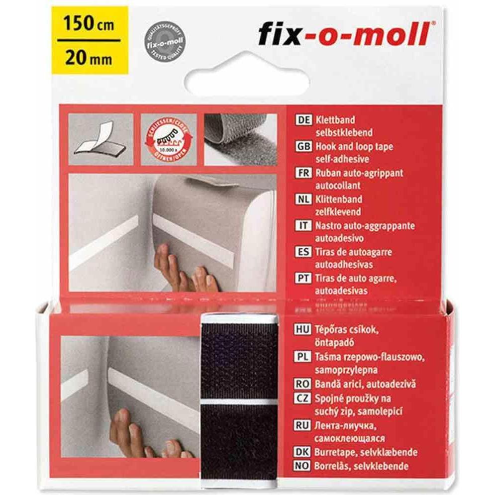 Fix-o-moll, Klettband, Klettband schwarz 150cm 20mm 20mm (115 mm)