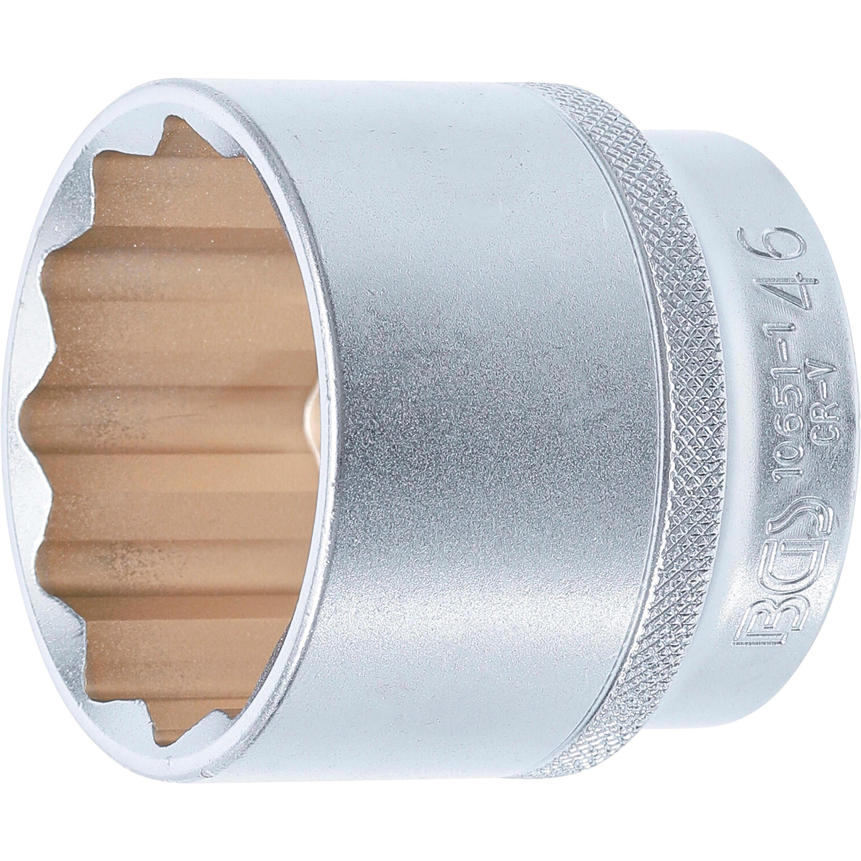 BGS, Steckschlüssel + Stecknuss, Steckschlüssel-Einsatz Zwölfkant Antrieb Innenvierkant 12,5 mm (1/2") SW 46 mm (46 mm)