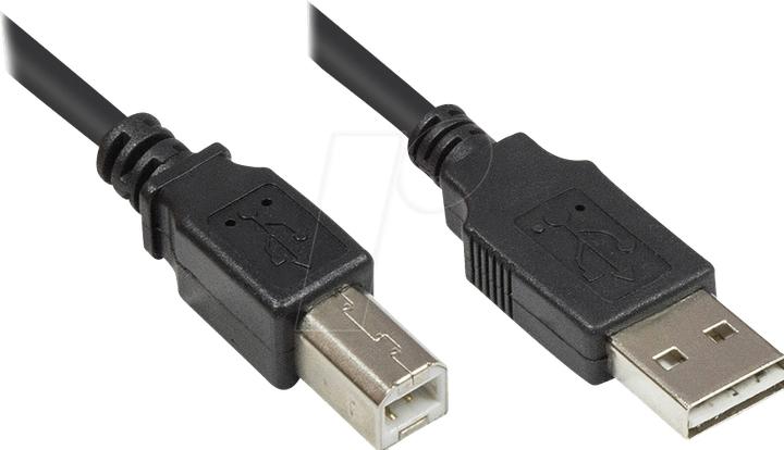 Produktbild Good Connections USB 2.0 Anschlusskabel 2m A-B Stecker schwarz (2 m, USB 2.0)