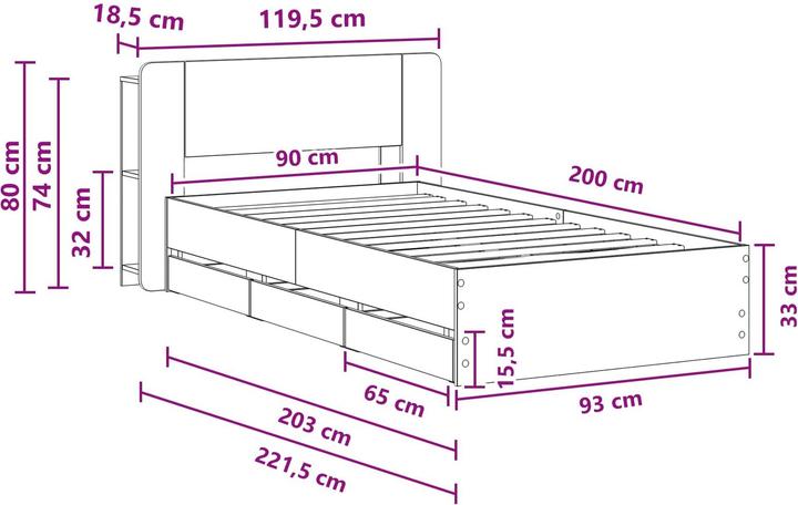 Actual product image vidaXL Aufbewahrungsbett (90 x 200 cm)
