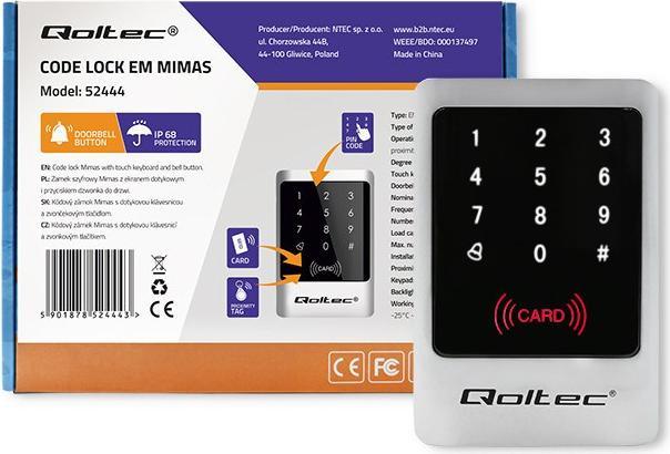 Actual product image Qoltec N--QOLTEC 52444 Code lock MIMAS with R (Key card)