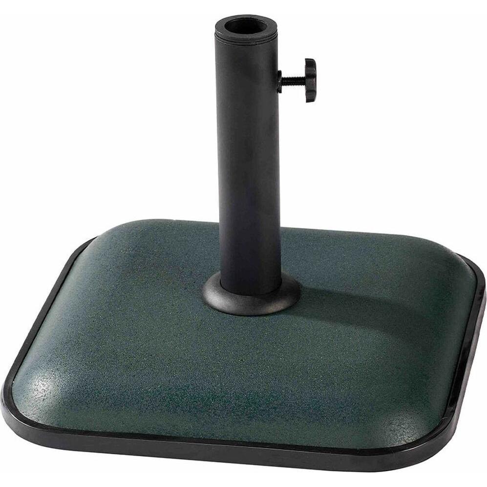 Marbueno, Base + Piedistallo ombrellone, Square Umbrella Base Cement 35X35X5.2 cm 11KG Green Garden, Pool, Terrace 10456