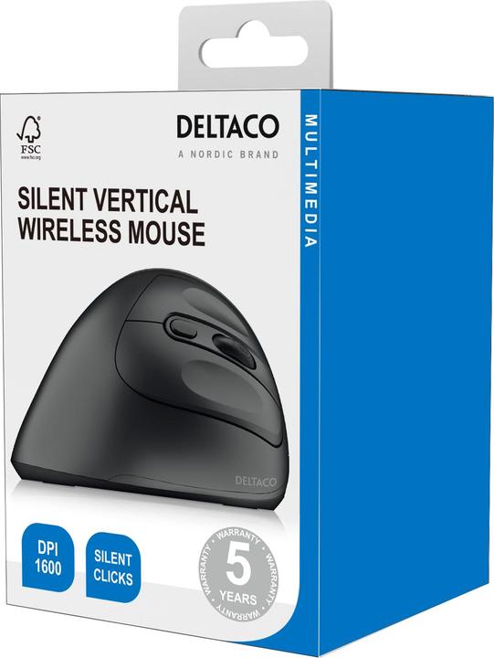 Productafbeelding Deltaco Silent Draadloze Verticale muis 4 knoppen 1000-16 - Ergonomisk mus - 4 knapper - Sorteren (Draadloze)