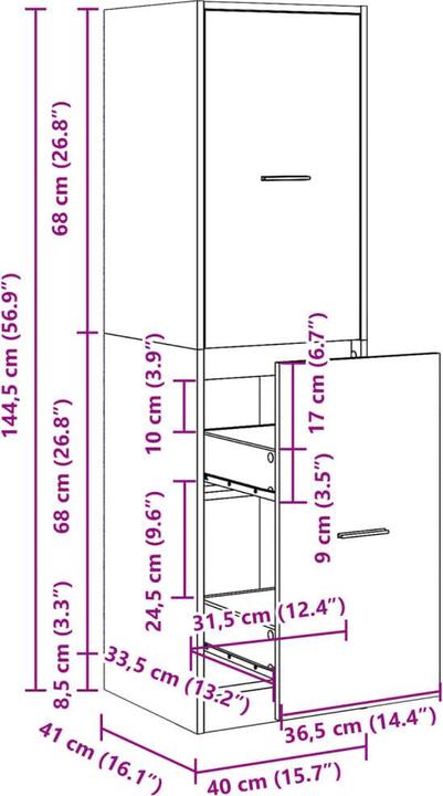 Produktbild vidaXL Apothekerschrank (40 x 41 x 144.50 cm)