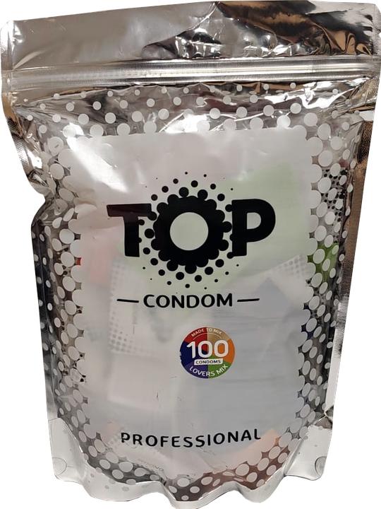 TOP Lovers Mix, 100 Kondome – 6 Sorten, aromatisiert, farbig, 53 mm, Silikonöl-befeuchtet (100 pcs.)