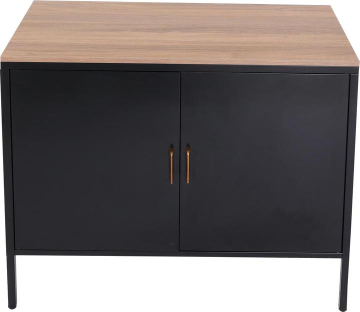 Actual product image Mendler Chest of drawers HWC-L84, 2 doors metal 90x90x40cm, melamine coated - black (90 x 90 x 40 cm)