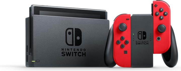 Image du produit Nintendo Switch Rouge + Code de téléchargement Super Mario Odyssey + Autocollant du film Super Mario Bros.