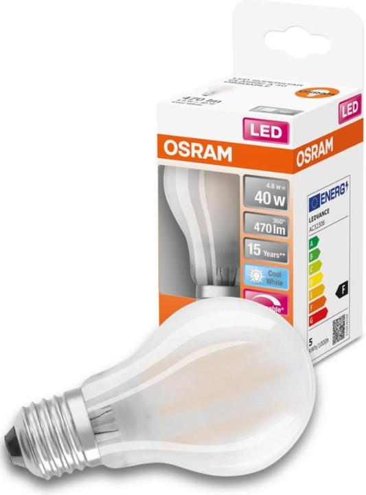 Produktbild Osram Led Retrofit Classic A (E27, 4.80 W, 470 lm, 1 x, F)
