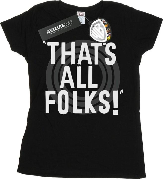 Actual product image Looney Tunes Womens/Ladies That's All Folks Text Cotton T-Shirt (M)