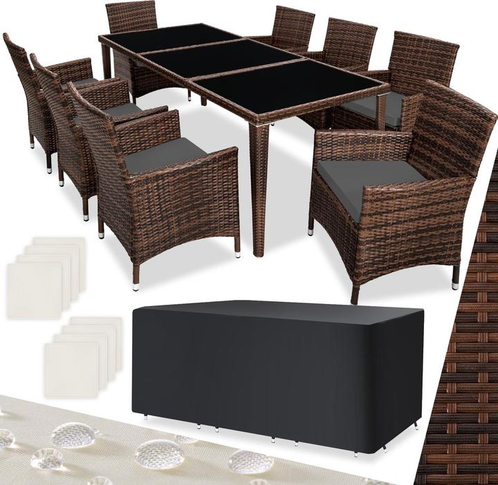 Produktbild tectake Rattan Sitzgruppe Monaco mit Schutzhülle