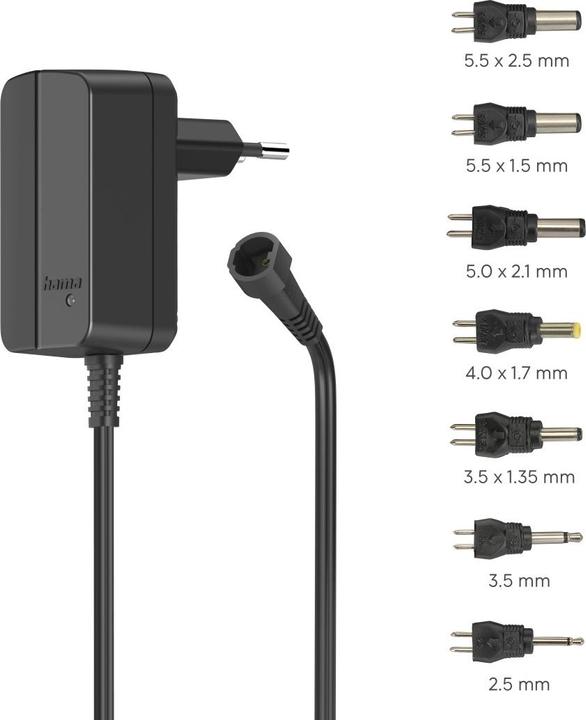 Immagine prodotto Hama Alimentatore switching universale, regolabile, 600mA, 7,2W, max. 12V, 7 adattatori